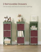 VASAGLE Bathroom Floor Cabinet, 2 Drawers, 35" H, Forest Green - Image 4