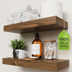 Solid Wood Floating Shelves for Wall 16 Inch Walnut, Wooden Bathroom Shelf by BAOBABWORKSHOP