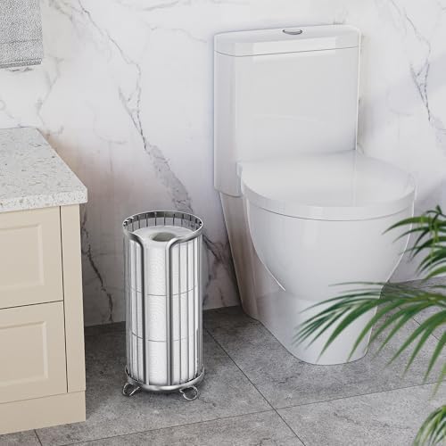 Toilet Paper Holder Stand, Freestanding Toilet Paper Storage,2 Pack,Silver - Image 3