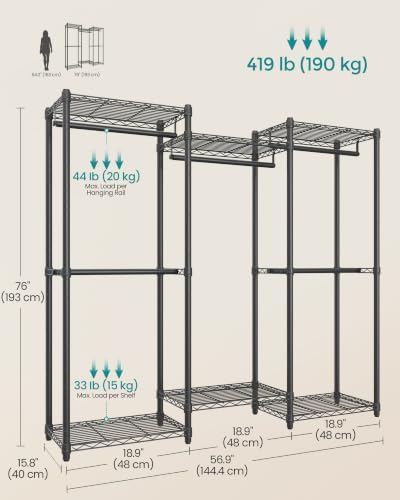 SONGMICS Closet Organizers and Storage, Clothes Rack with Shelves - Image 6