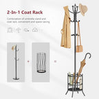 Tajsoon Coat Tree with Umbrella Stand, Coat Rack With 16 Hooks, Grey - Image 3