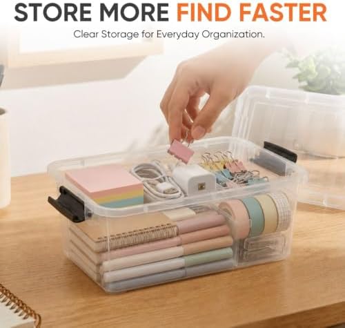Superio 1.05 Quart Mini Clear Plastic Storage Container with Lid, Stackable Small Organizer Box for Crayons, Art Supplies, Beads, Sewing, Stationery & Food Storage, 36 Pack - Image 2