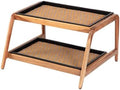 Anji Mountain Heavy Duty Waterproof Wooden Shoe Storage Mat Organizer/Boot Storage Tray Multi Use for Entryway with Coir, Tan and Blue Insert, 2 Tier, Fits 4 Pair (26.5" Wide) by AnjiMountain