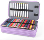 Vomgomfom 300 Slots Marker Case 4-Layer PU Leather, Handle, Purple - Image 4