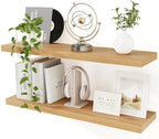 36 in Floating Shelves for Wall, Oak Long Wall Shelves Set of 2 by Feihorrm