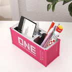 Desk Organizer Office Supplies Multi-function Shipping Container Storage Box Pen/Pencil,Business Name Cards Remote Control Holder Gray, Pen and Pencil Shipping Container Style Holders (Pink) - Image 3