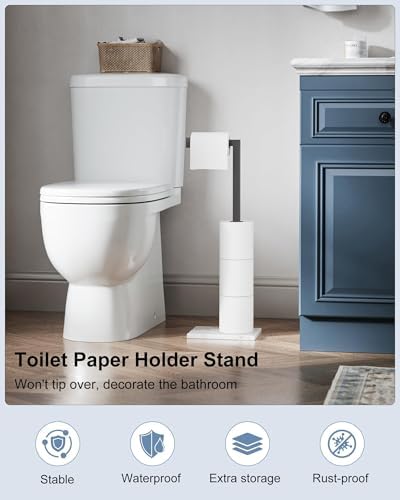 Free Standing Toilet Paper Holder Stand Matte Black Tissue Roll Holder - Image 2