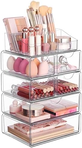 Vtopmart 5 Tier Clear Makeup Organizer with 6 Drawers by Vtopmart