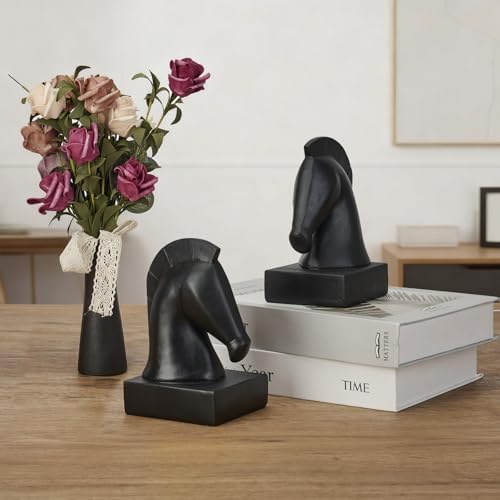 Black Horse Bookends, Vintage Horse Head Book Ends for Heavy Books - Image 5