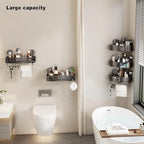 VOLPONE Shower Caddy Suction Shower Shelf No Drilling Shower Organizer Suction Cup Shower Storage Rack Aluminum Wall Mounted Shampoo Holder with Towel Bar Hooks (3-Pack, Matte Gray) - Image 3