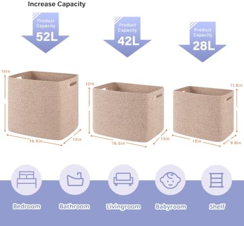 OIAHOMY 2 PACK Tall Storage baskets 42L Collapsible Storage Bins Pure Brown - Image 2