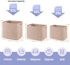 OIAHOMY 2 PACK Tall Storage baskets 42L Collapsible Storage Bins Pure Brown - Image 2