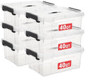 Cetomo Plastic Storage Bins with Handle, Storage Bin with Lids, Organizing Container, PP Box for Home Office, Clear, 40 Quart (Pack of 6) by Cetomo