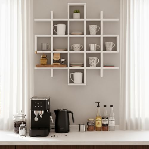Suzile Mug Display Shelf Wall Mounted,Grid Size 5.1x5.1x3in,White - Image 4