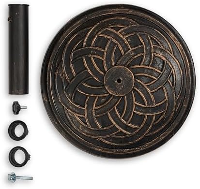 Backyard Expressions 26.5 lb Round Heavy Duty Patio Umbrella Base – Weather Resistant Calcium Carbonate Resin with Bronze Weave Design – Fits 1.5" to 2" Poles, Easy Assembly, UV & Fade Resistant - Image 5