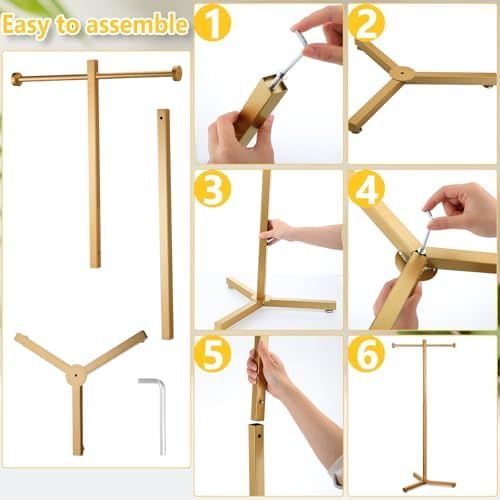 Blulu 45 Inch Adjustable Shopping Bag Rack Heavy Duty Metal Holder for Retail Store T-shaped Tote Bag Display Stand for Trade Show Boutique Small Business Entryway and Hallway(1 Pcs,Gold) - Image 3