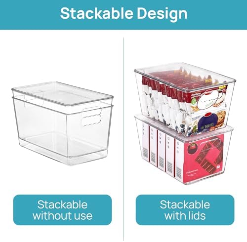 Vtopmart 4 Pack Clear Stackable Storage Bins with Lids and Handles, Large - Image 3