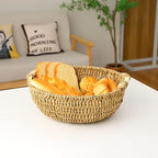 KINGWILLOW 13.39" Seagrass Woven Round Basket with Wooden Handles - Image 5