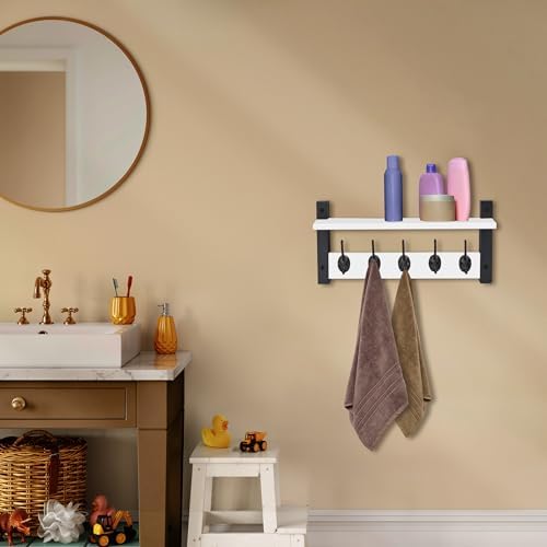 Sorbus Coat Rack Wall Mount with Shelf (White, 16 Inch) - Image 7