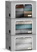 Sorbus Clothes Storage Bins with Metal Frame, Clear Window (3 Pack, Gray) by Sorbus