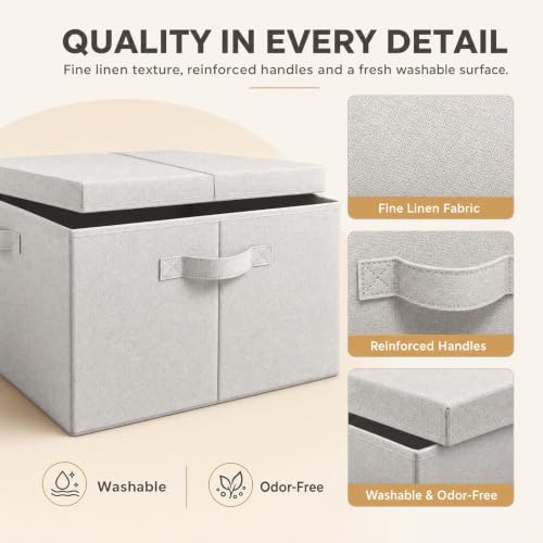 Foldable Storage Bins with Lids, Stackable Closet Organizers 2 Pack, Large - Image 4
