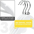 White Wooden Hangers 30 Pack Slim Coat Hangers for Closet with Smooth Finish,Shirt,Suit,Dress,Heavy Duty Clothes Hanger - Image 2