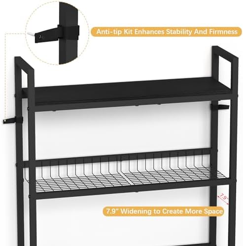 YBING Over The Toilet Storage Rack 3 Tier Bathroom Organizer Black - Image 4