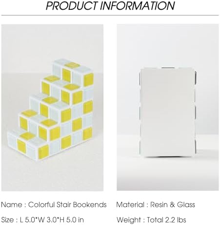 Decorative Bookends for Shelves Stair Book Ends for Heavy Books - Image 2