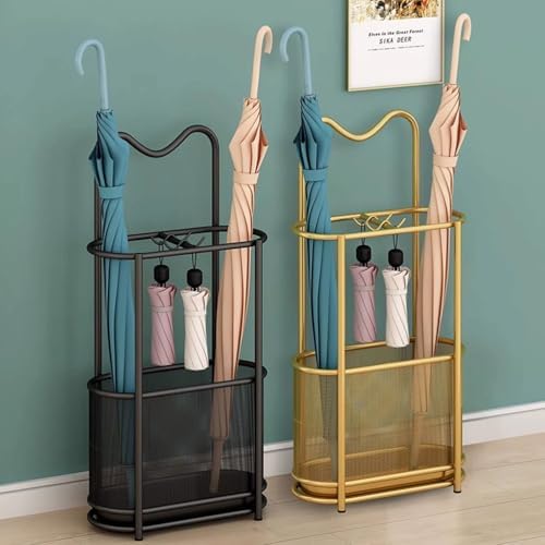 Metal Umbrella Holder Stand,Metal Umbrella Stand for Entryway, Stand Cane Holder with Drip Tray, Umbrella Rack Storage Bin Freestanding,Black - Image 7