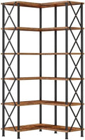 HOOBRO Corner Bookshelf, 6-Tier L-Shaped Bookcase, Industrial Open Display Shelf Tall Storage Organizer, Vertical Storage Rack, for Living Room, Home Office, Rustic Brown and Black BF61SJ01 by HOOBRO