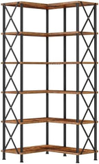 HOOBRO Corner Bookshelf, 6-Tier L-Shaped Bookcase, Industrial Open Display Shelf Tall Storage Organizer, Vertical Storage Rack, for Living Room, Home Office, Rustic Brown and Black BF61SJ01 by HOOBRO
