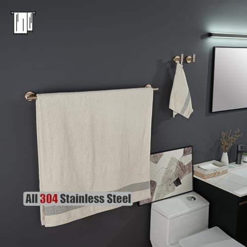 JQK Champagne Bronze Bath Towel Bar, 33 Inch 304 Stainless Steel Thicken 0.8mm Towel Rack Bathroom, Towel Holder Wall Mount, Useable Length 30 Inch, TB110L30-CB - Image 6