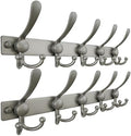 Dseap Coat Rack Wall Mount, Heavy Duty 12-Gauge Base vs Flimsy 1mm, Double-Thick Solid Anti-Snap Hooks, 16” Stud-Mount, Stainless Steel Hanger for Clothes Hat Entryway Closet, Grey, Pack of 2 by Dseap