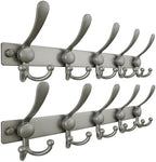 Dseap Coat Rack Wall Mount, Heavy Duty 12-Gauge Base vs Flimsy 1mm, Double-Thick Solid Anti-Snap Hooks, 16” Stud-Mount, Stainless Steel Hanger for Clothes Hat Entryway Closet, Grey, Pack of 2 by Dseap