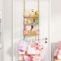 Consumest Over The Door Hooks Organizer - 4 Tier Door Coat Rack with 3 Baskets & 12 Hooks, Stainless Steel Towel Hanger for Bedroom, Bathroom, Living Room, Gold by Consumest