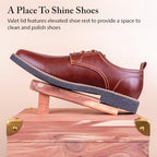 FootFitter Grand Cedar Shoe Shine Valet Box with Stand, USA Grown Wood - Image 4