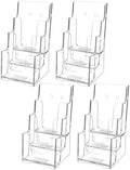 MaxGear 3 Tier Brochure Holder, 4 Inch Wide Acrylic Display, 4 Pack by MaxGear