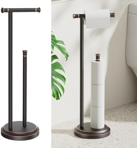 Hoimpro Toilet Paper Holder Stand Bathroom Free Standing Oil Rubber Bronze by Hoimpro