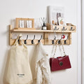 28.9" Wall Hanger Coat Rack Key Holder Wall Mount with Shelf,11Shelf with Coat Hooks Wall Mount, Coat Hangers for Bathroom, Living Room, Bedroom (Wood Color) by Unknown