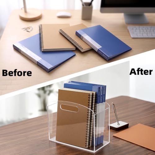 Clear Acrylic Magazine File Holder, Desk Organizer with Handle - Image 5