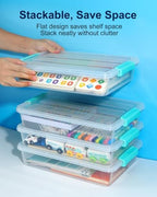 EOENVIVS 4 Pack Clear Storage Bins with Lids, A4 File Boxes, Green Latches - Image 3