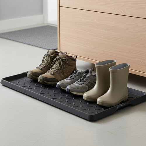 Rubber Shoe Mat Heavy Duty Foldable Boot Mat Tray with Lip Waterproof Non Slip Boot Trays for Entryway Indoor Outdoor 27.5x15.9 inch - Image 5