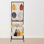 1.8' x 5.7' Grid Wall Panels Standing Wire Grid, Display Rack with T-Base Wheels Freestanding Gridwall Panel Tower for Shows, Black - Image 2