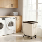 StorageWorks Laundry Hamper with Wheels, 210L Rolling Beige Basket - Image 5