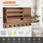 Key Holder Wall Mount, Mail Organizer with 7 Hooks and Storage Drawer - Image 2