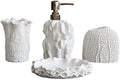 Hymmah Bathroom Accessories Set,Coral Seashell Design Toothbrush Holder,Farmhouse Bathroom Decor,4 Pcs Resin Gift Set Apartment Necessities, Contain Toothbrush Cup,Soap Dispenser,Soap Dish,Tumbler by Hymmah