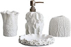 Hymmah Bathroom Accessories Set,Coral Seashell Design Toothbrush Holder,Farmhouse Bathroom Decor,4 Pcs Resin Gift Set Apartment Necessities, Contain Toothbrush Cup,Soap Dispenser,Soap Dish,Tumbler by Hymmah