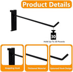 12 Inch Grid Wall Hooks, Black, 100 PCS Metal Gridwall Panel Hook - Image 2