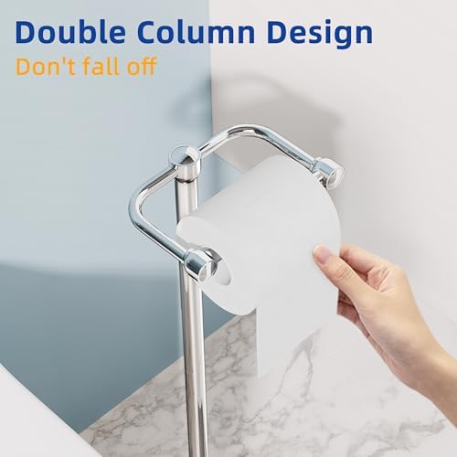 RUACQ Bathroom Toilet Paper Holder Stand, Chrome - Image 4