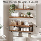QEEIG Long Bathroom Floating Shelves Over Toilet (Brown, Set of 3, 31.5") - Image 3